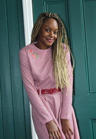 60S WOOL DRESS UPCYCLED WITH HAND EMBROIDERY