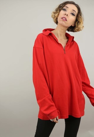 VINTAGE 90S RED 1/4 ZIP TOP