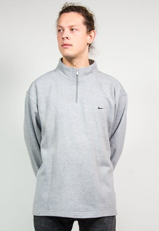 NIKE VINTAGE GREY QUARTER ZIP SWEATSHIRT SWEATER