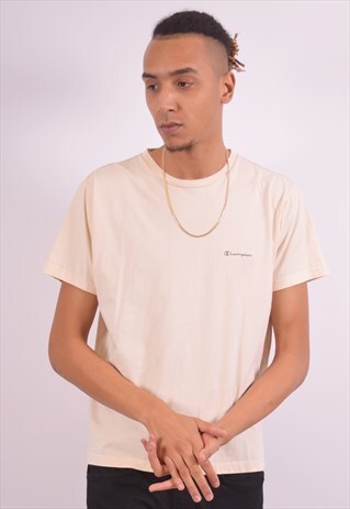 VINTAGE CHAMPION T-SHIRT TOP BEIGE