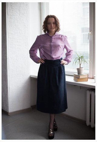 VINTAGE 80'S MIDI NAVY CORDUROY SKIRT