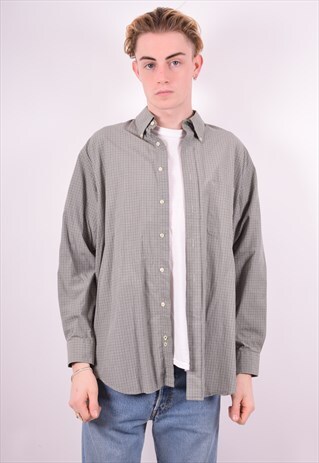 TOM TAILOR MENS VINTAGE SHIRT LARGE GREY CHECK 90'S