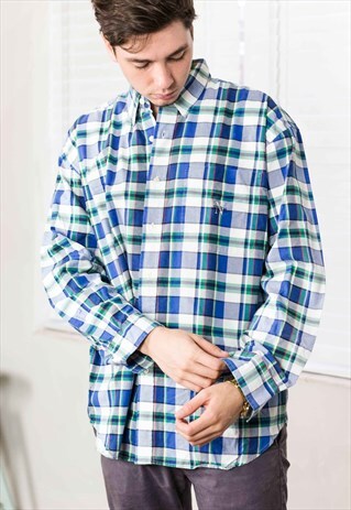 VINTAGE NAUTICA CHECKED SHIRT LOGO 90S XL 12.9