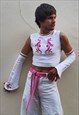 VERSACE Y2K SEAHORSE CROP TOP WITH FLARED SLEEVES