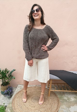 VINTAGE 90S FESTIVAL BOHO CROCHET CULOTTES IN CREAM WHITE