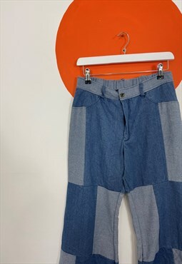 Vintage Patchwork Flared Jeans Blue 30 x 30