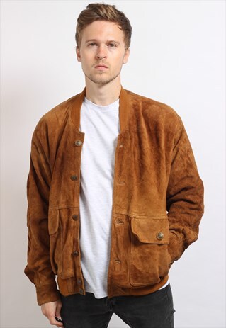 VINTAGE SUEDE OVERSIZED BOMBER JACKET