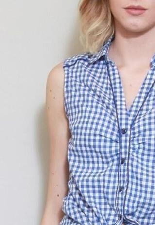 VINTAGE 1990'S PRETTY BLUE GINGHAM CROP TOP