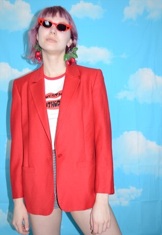 VINTAGE 80'S CHRISTIAN DIOR RED WOOL BLAZER JACKET