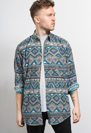 VINTAGE AZTEC PATTERNED SHIRT