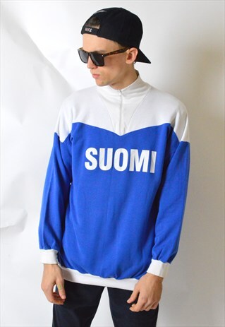 90S COLOUR BLOCK DROP SHOULDER SUOMI 1/4 ZIPPER SWEATSHIRT