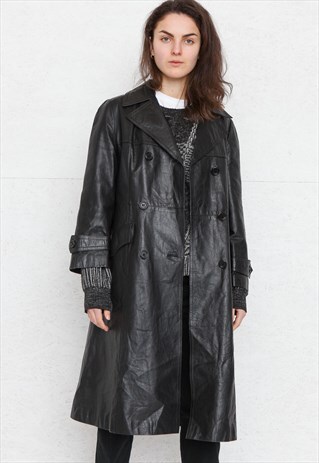 VINTAGE BLACK PAAVO HEINONEN LEATHER COAT