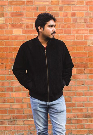 BLACK SUEDE BOMBER JACKET