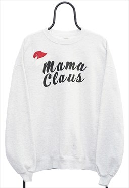 Vintage Mama Claus Graphic Grey Christmas Sweatshirt Womens