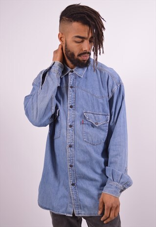 LEVI'S MENS VINTAGE DENIM SHIRT XL BLUE 90S