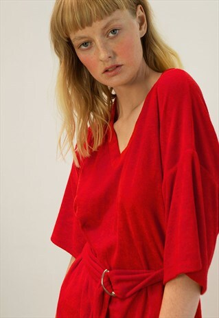 VELOURS FLUID DRESS MADE FROM RECYCLED FIBRES