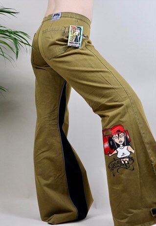 VINTAGE 90S Y2K WIDE LEG FLARES SKATE TROUSERS JEANS