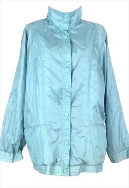 Vintage 90s Athletic Light Blue Snap Down Windbreaker Jacket