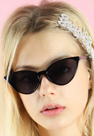 VINTAGE INSPIRED SUNGLASSES CAT EYE 90S Y2K BLACK OVAL
