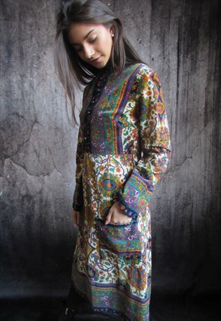 SUPERB VINTAGE 60S CORD PRAIRIE DRESS