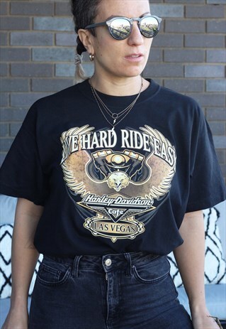 VINTAGE Y2K HARLEY DAVIDSON BLACK LAS VEGAS T SHIRT