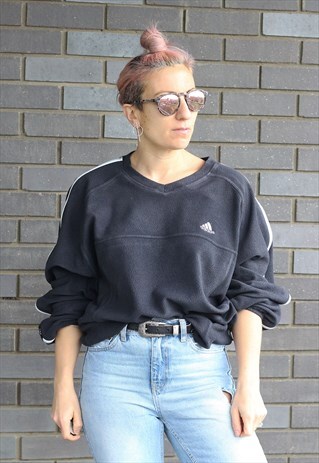 VINTAGE 1990S ADIDAS NAVY FLEECE SWEATSHIRT