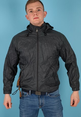 VINTAGE K-WAY WINDBREAKER JACKET IN BLACK NJ529