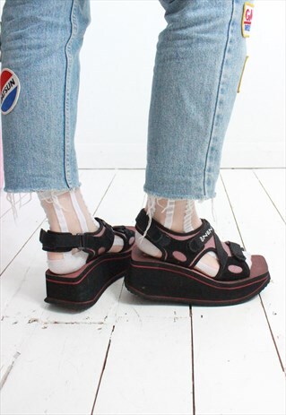 VINTAGE 90S Y2K BLACK CHUNKY PLATFORM SANDALS