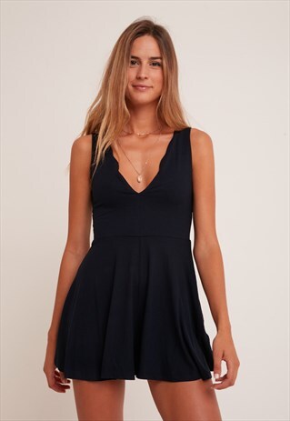 V-NECK PLAYSUIT - BLUE