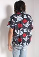 VINTAGE ABSTRACT CRAZY JAZZY PRINT SHIRT MULTI