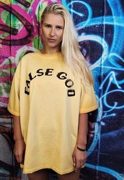 False god graffiti t-shirt gradient top tie-dye tee yellow