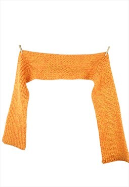 Vintage Scarf 70s Hippie Bohemian Funky Bright Orange Knit