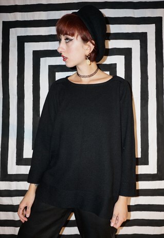 VINTAGE 90S BLACK THIN KNIT JUMPER