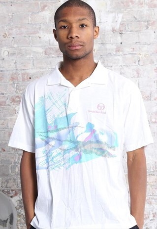 VINTAGE SERGIO TACCHINI LOGO POLO SHIRT WHITE