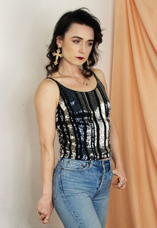 BEADED STRAPPY TOP