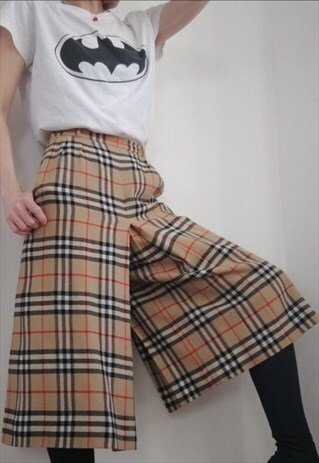 WOMENS VINTAGE BURBERRY NOVA CHECK WOOL TROUSERS CULOTTES