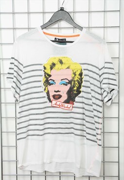 Vintage 90s Andy Warhol Striped T-shirt White Size M