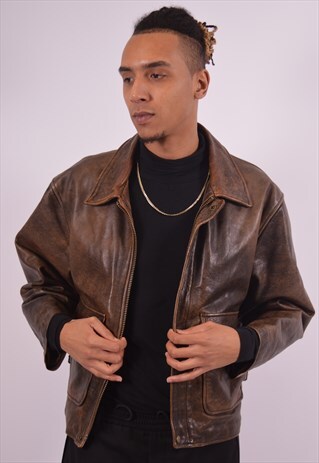 VINTAGE LEATHER JACKET BROWN