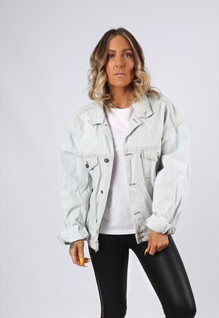 DENIM JACKET OVERSIZED FITTED VINTAGE UK 16 (C1I)
