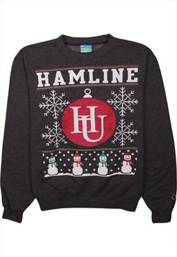 Vintage 90's Champion Sweatshirt Hamline Crew Neck Grey