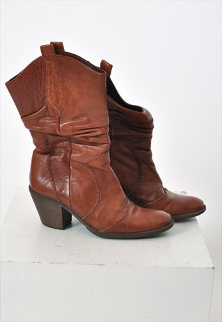 VINTAGE 90'S REAL LEATHER COWBOY BOOTS