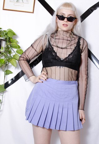 80S ALPINA 90S GRUNGE PASTEL LILAC PLEATED TENNIS MINI SKIRT
