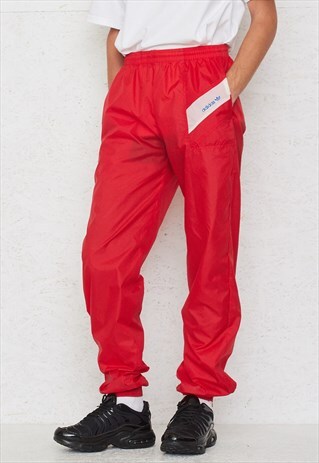 VINTAGE RETRO RED ADIDAS TRACK WATERPROOF BOTTOMS JOGGERS