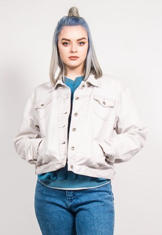 VINTAGE 90'S LIGHT GREY WHITE LEVI'S DENIM JACKET