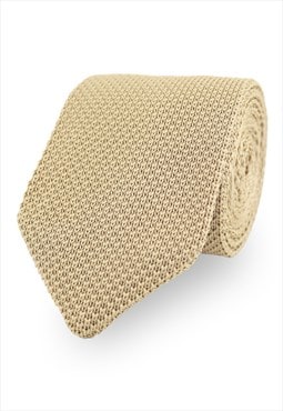 Wedding Handmade Polyester Knitted Tie In Cream