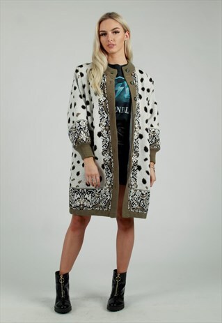 80S LONG ANIMAL PRINT CARDIGAN COATIGAN