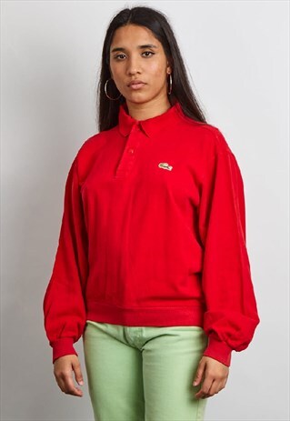 VINTAGE 90'S LACOSTE RED LONG SLEEVE POLO SHIRT