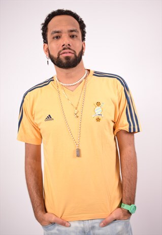 VINTAGE ADIDAS T-SHIRT TOP YELLOW