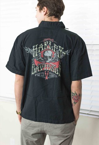 VINTAGE HARLEY DAVIDSON SHIRT LOGO 90S L 11.2