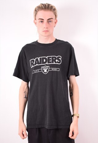 NFL MENS VINTAGE RAIDERS T-SHIRT TOP MEDIUM BLACK 90S